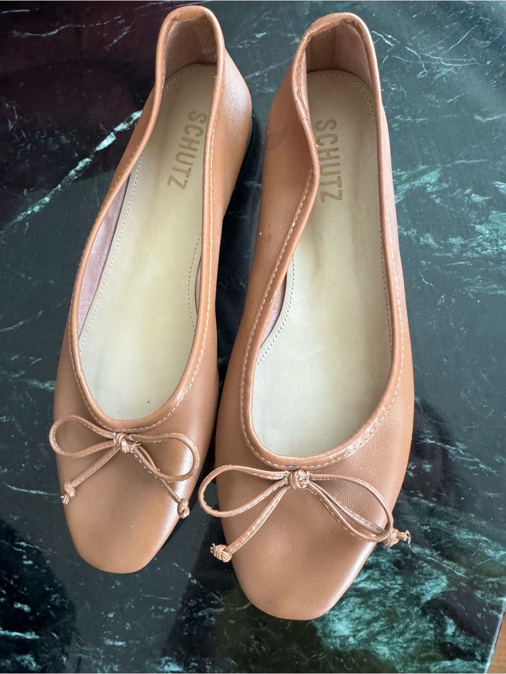 Schutz Arissa Leather Square Toe Ballet Flats
